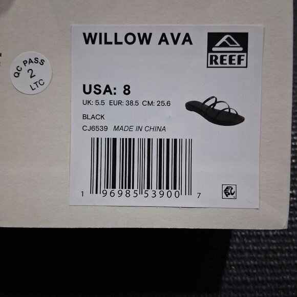 REEF WILLOW AVA Black Slip On Thongs Black CJ6539 Size 7 & 8